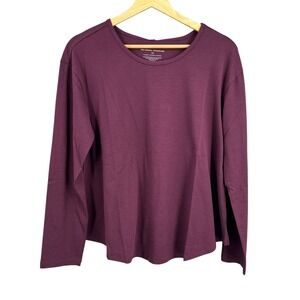 Universal Standard‎ Long Sleeve Crew Neck Tee Burgundy 4XS (00–0) New
